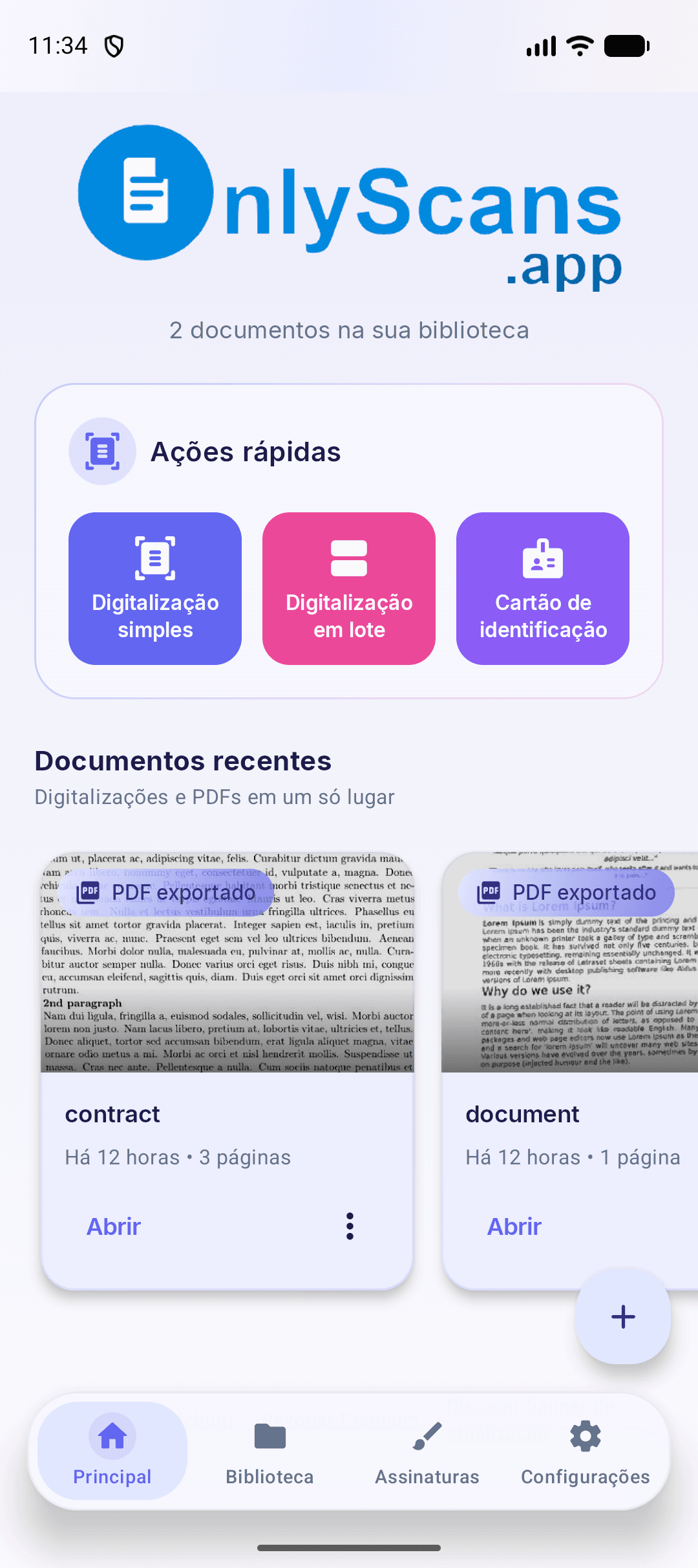 Aplicativo gratuito de escanear documentos para Android e iOS — OCR offline e PDF pesquisável | OnlyScans