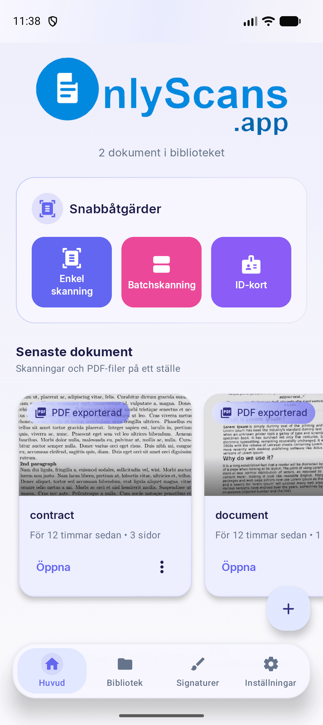 Gratis dokumentskanner-app för Android & iOS — offline OCR & sökbar PDF | OnlyScans