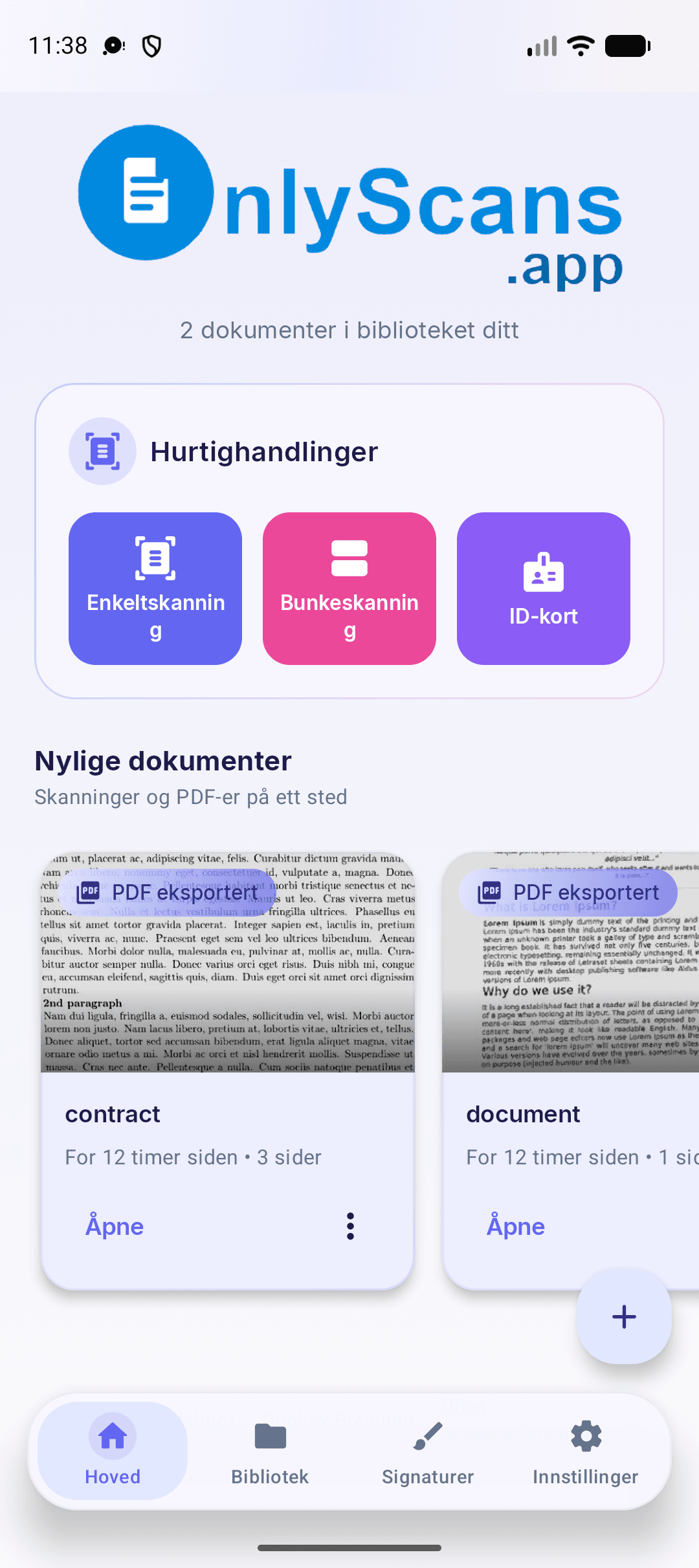 Gratis dokumentskanner-app for Android og iOS — offline OCR og søkbar PDF | OnlyScans